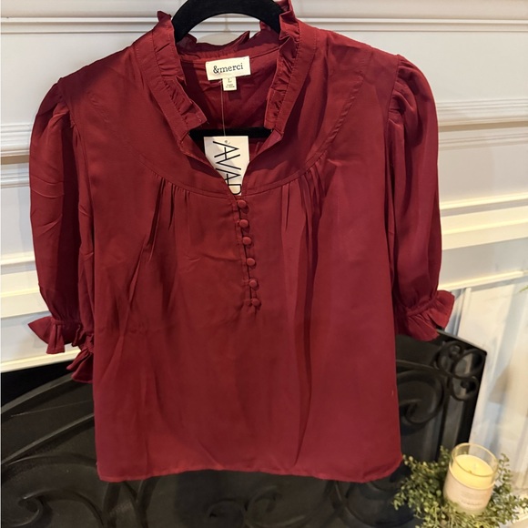 Avara Tops - &merci Women's Chic Burgundy Blouse